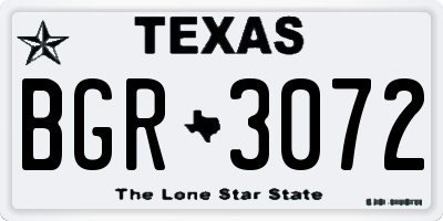 TX license plate BGR3072