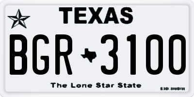 TX license plate BGR3100