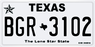 TX license plate BGR3102