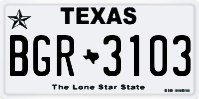 TX license plate BGR3103