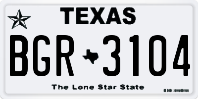 TX license plate BGR3104
