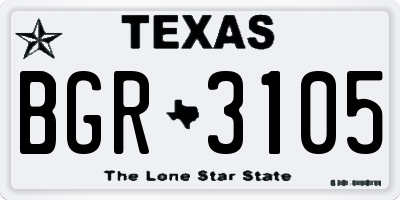 TX license plate BGR3105