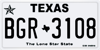 TX license plate BGR3108