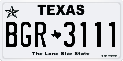 TX license plate BGR3111
