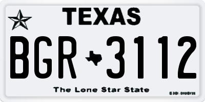 TX license plate BGR3112