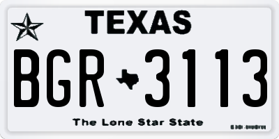 TX license plate BGR3113