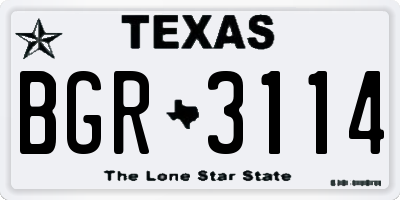 TX license plate BGR3114