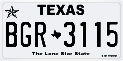 TX license plate BGR3115