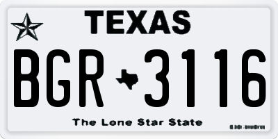 TX license plate BGR3116
