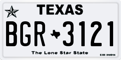 TX license plate BGR3121