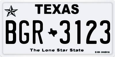 TX license plate BGR3123