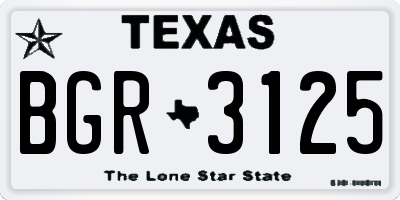 TX license plate BGR3125