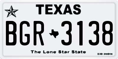 TX license plate BGR3138