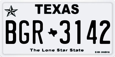 TX license plate BGR3142