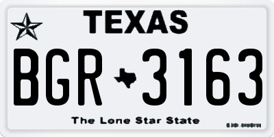 TX license plate BGR3163