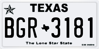 TX license plate BGR3181