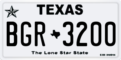TX license plate BGR3200