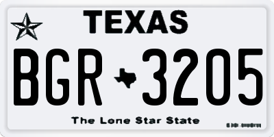 TX license plate BGR3205