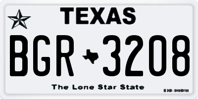 TX license plate BGR3208