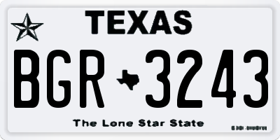 TX license plate BGR3243