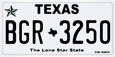 TX license plate BGR3250