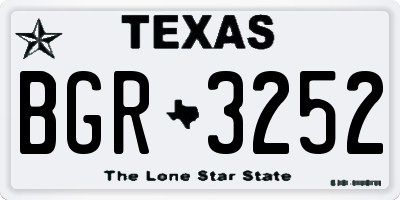 TX license plate BGR3252