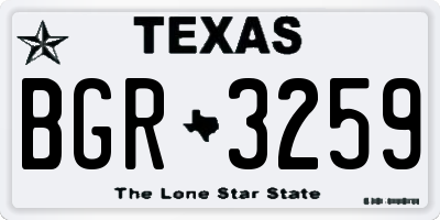 TX license plate BGR3259