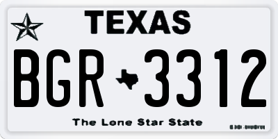 TX license plate BGR3312