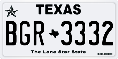 TX license plate BGR3332
