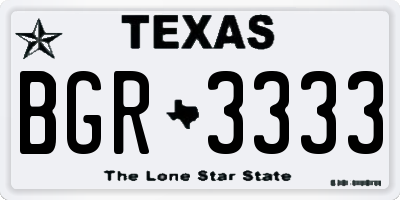 TX license plate BGR3333