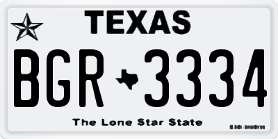 TX license plate BGR3334