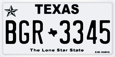 TX license plate BGR3345
