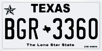 TX license plate BGR3360