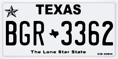 TX license plate BGR3362