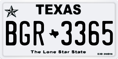 TX license plate BGR3365