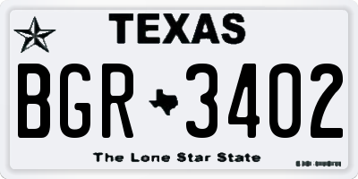 TX license plate BGR3402