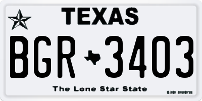 TX license plate BGR3403