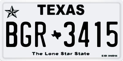 TX license plate BGR3415