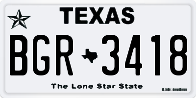 TX license plate BGR3418