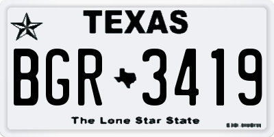 TX license plate BGR3419