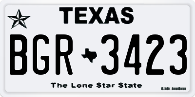 TX license plate BGR3423