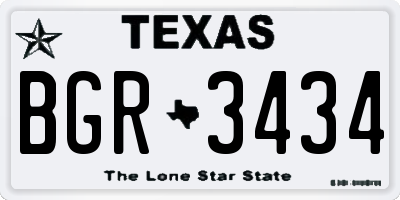 TX license plate BGR3434