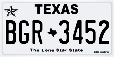 TX license plate BGR3452