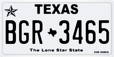 TX license plate BGR3465
