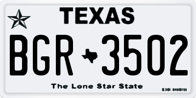 TX license plate BGR3502