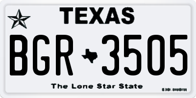 TX license plate BGR3505