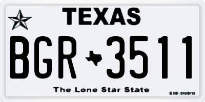 TX license plate BGR3511