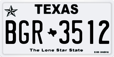TX license plate BGR3512