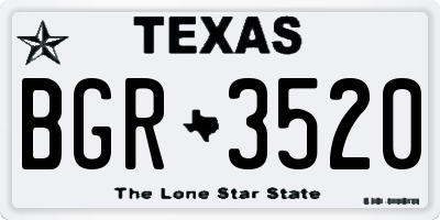 TX license plate BGR3520