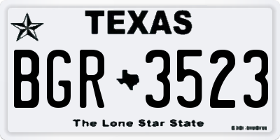 TX license plate BGR3523